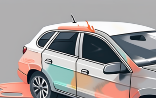 A car partially covered with paint
