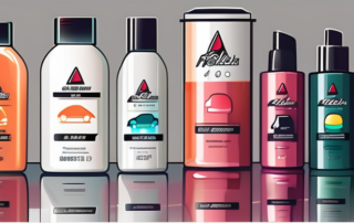 Various car polish products lined up