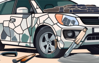 A car with visible stone chip damages on its paintwork