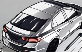 A car in the process of being wrapped with a glossy