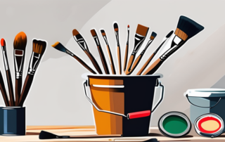 Various painting tools like brushes