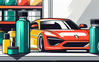Various colored car polishes in bottles