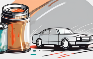 A car headlight with a paintbrush and a can of lacquer nearby