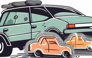 A heavily soiled car with various cleaning tools like a bucket of soapy water