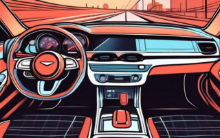 An interior of a car at night