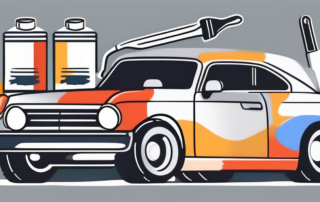 A car being painted with a paint roller