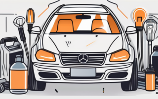 A car with its hood open