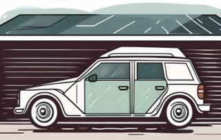 A car covered with a half garage