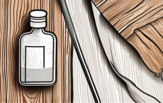 A polishing cloth and a scratched wooden surface