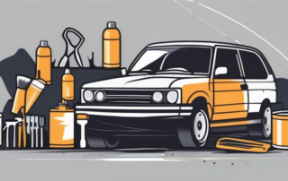 A car with visible paint damage on one side and the other side perfectly repaired