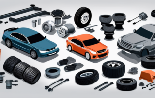 Various car parts like engine