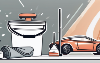 Various car detailing tools such as a vacuum cleaner
