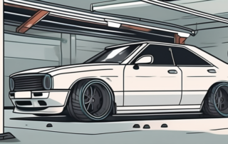 A car with a highlighted and detailed view of its underbody protection