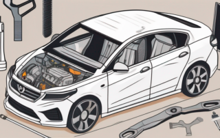 A car with its hood open