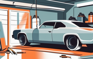 A car in a garage setting