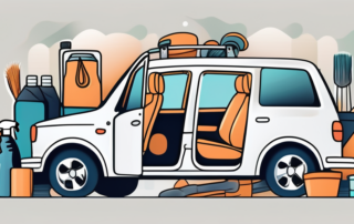 A car with open doors and trunk