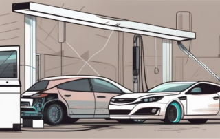 A set of car repair tools next to a modern