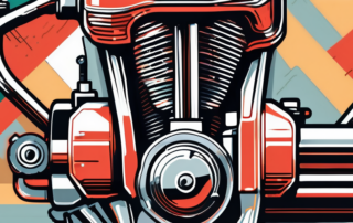 A motorcycle engine partially disassembled with various parts being painted in different vibrant colors