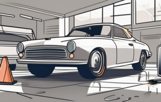 A car with a noticeable scratch on its surface