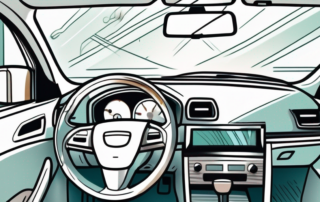 The inside of a car focusing on the windshield