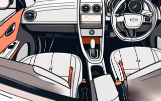 A car interior with a focus on the dashboard