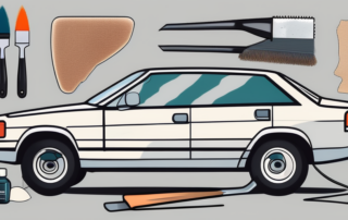 A car with noticeable paint chips from stone damage