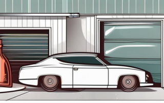 A car with a glossy finish and a polish bottle with a cloth next to it