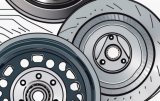 Various types of brake discs and pads