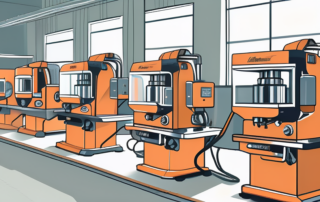 Several top model eccentric polishing machines displayed side by side