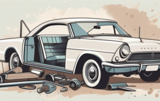A vintage car partially restored