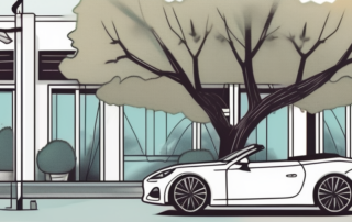 A convertible car with its top down