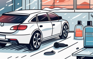 A car being polished in a snowy environment