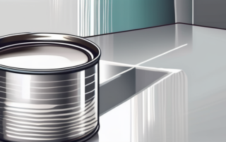 A can of stainless steel paint with a shiny