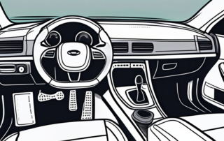 A car interior with various cleaning tools like a vacuum