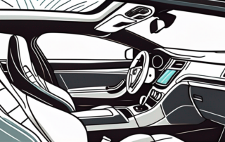 A car interior with various cleaning tools like a vacuum cleaner