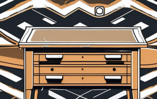 A piece of wooden furniture with a glossy base coat of paint