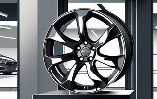 A high-quality car rim displayed prominently in a well-lit
