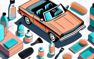 A convertible car with its top down