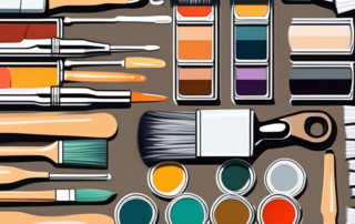 A paint roller dipped in vibrant paint color with a perfectly painted surface in the background