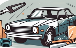 A car with a visible hole in its bumper