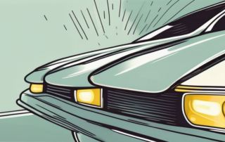 A pair of yellowed car headlights