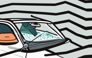 A car with a cracked windshield