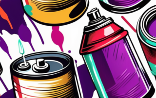 A spray paint can spraying a vibrant color onto a surface with visible scratches
