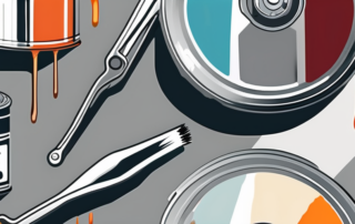 A brake caliper and a paintbrush
