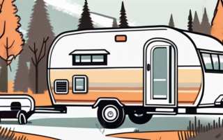 A caravan with half of it freshly painted and the other half being sprayed