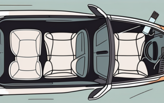 A car interior focusing on the seat upholstery