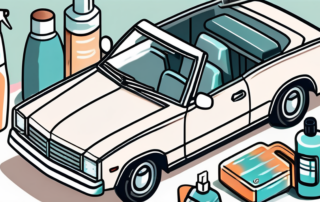 A convertible car with its top down