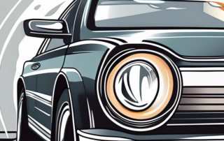 A car's headlight with a glossy shine
