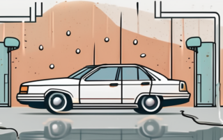 A car with visible hail damage on one side and a repaired