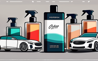 Various car polish products on a table with a shiny